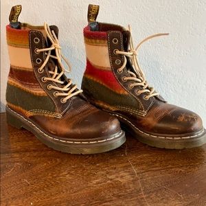 Leather and striped Dr Martens boots